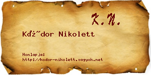 Kódor Nikolett névjegykártya